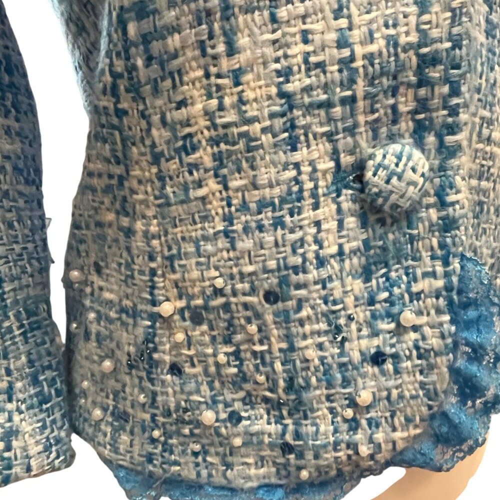 Spenser Jeremy BlueTweed Jacket Blazer Size 4 - Picture 4 of 6